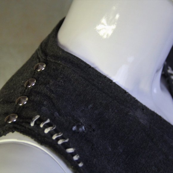 Satan Handmade Distressed Destroyed Ripped Studded - Picture 3 of 5